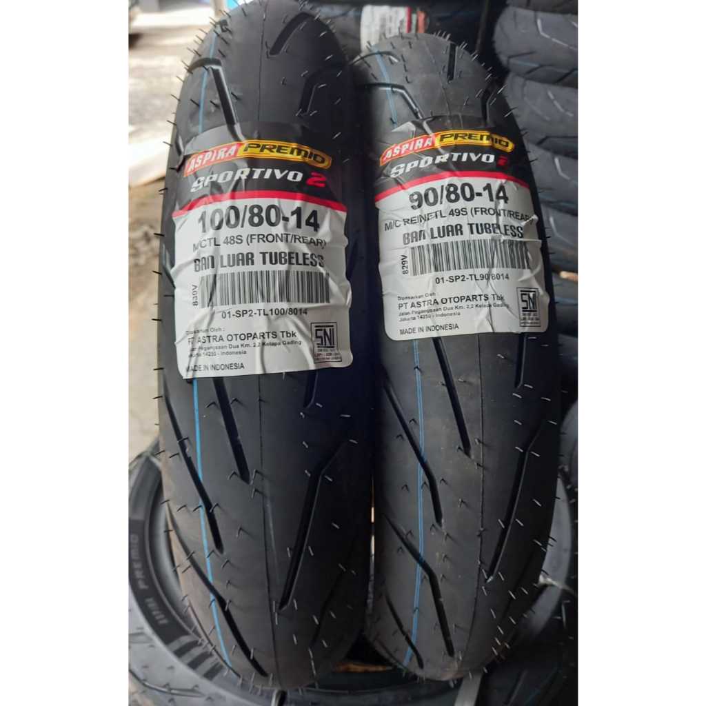 [PAKET MURAH SEPASANG] BAN ASPIRA PREMIO SPORTIVO RS01 RING 14 TUBELESS SOFT COMPOUND ( 90/80-14 ) /