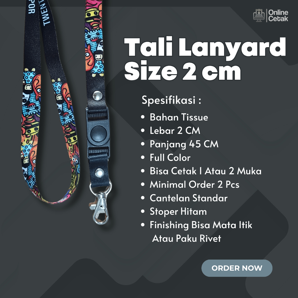 

Cetak Custom Lanyard ID Card Printing 2cm Cetak 2 Muka High Quality