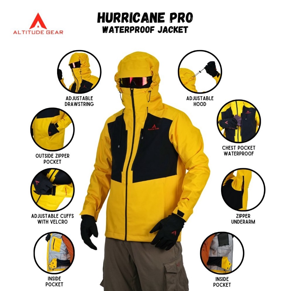 KODE T78A Altitude Gear Hurricane Pro Jaket Outdoor Pria Wanita Goretex Waterproof