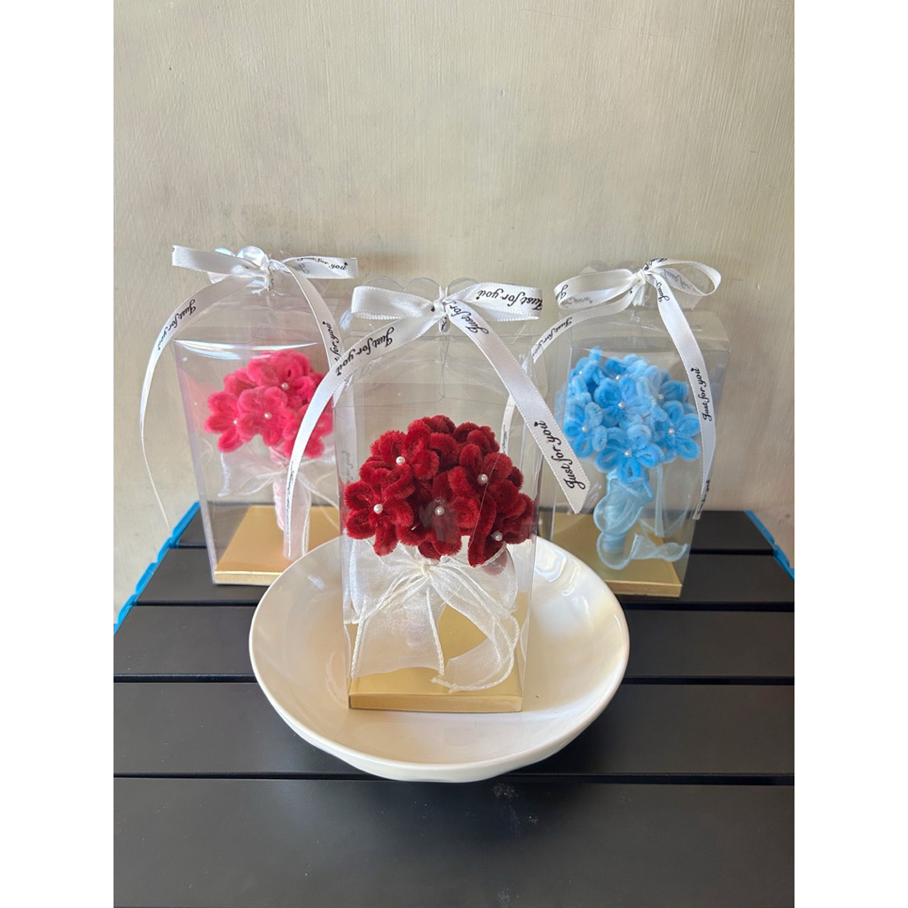 Mini bouquet mika bunga kawat bulu | hiasan meja | gift