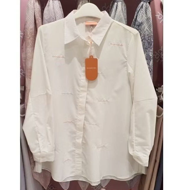 READY STOCK Riamiranda Sanaya Shirt White Kemeja Bordir Ria Miranda Baju Atasan Putih Blouse Ria Mir