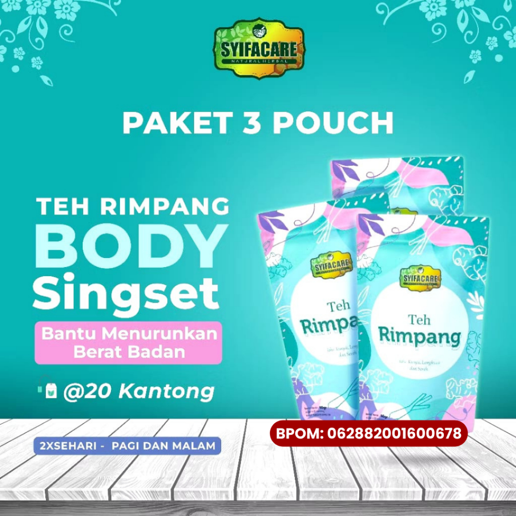 

Paket 3 Pcs Teh Rimpang Syifacare Minuman Teh Diet Detox Pelangsing Herbal Imunitas BPOM & HALAL MUI