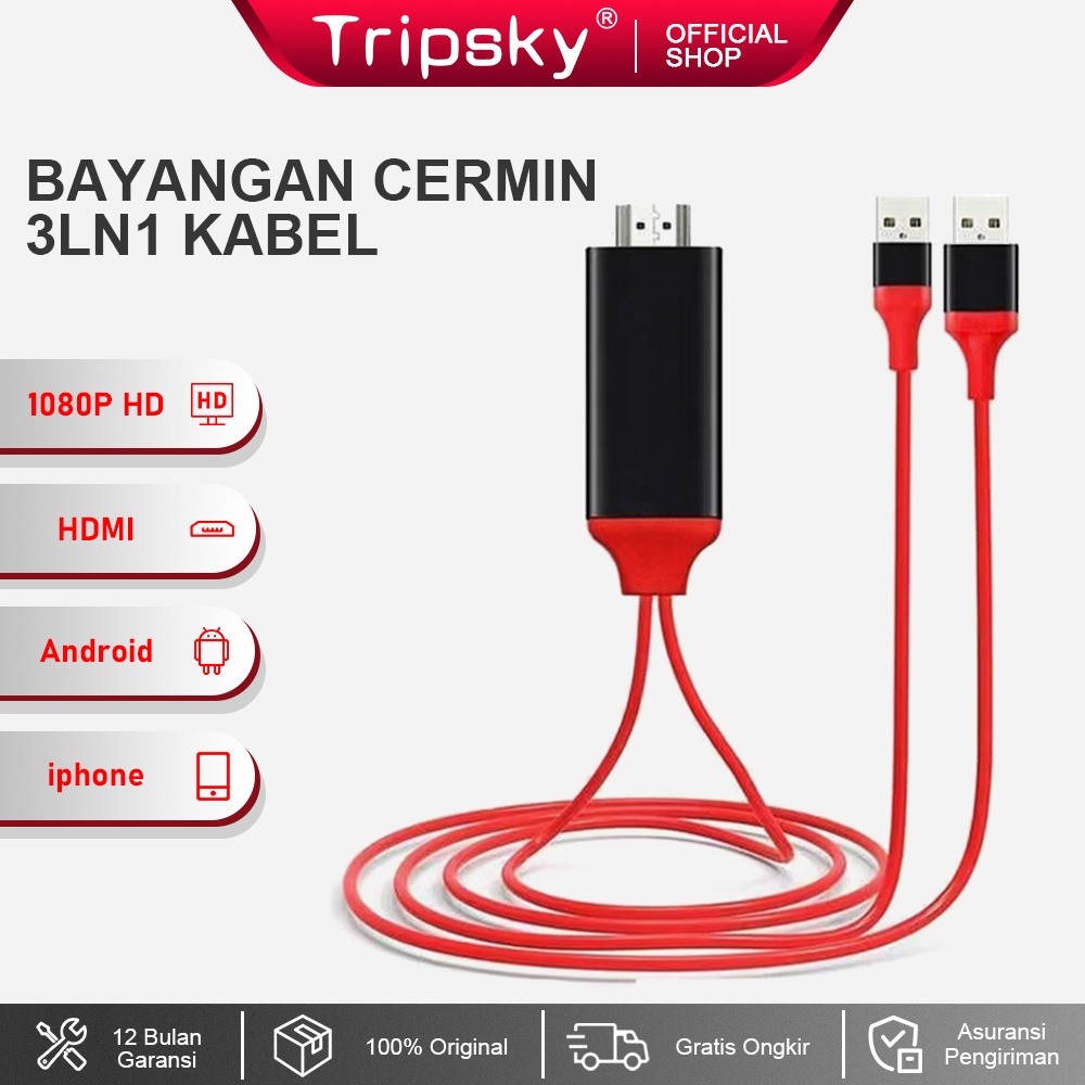 roseidstore Tripsky Adapter Kabel Type C to HDMI 4K UHD Converter HP ke Proyektor, Hp ke TV