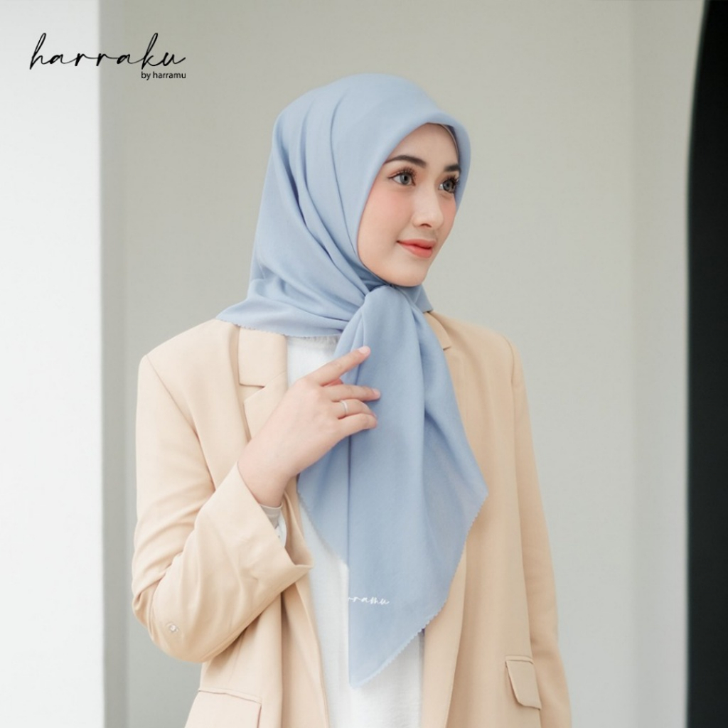 HARRAKU Hijab Voal Segiempat Polos Warna Dusty Blue