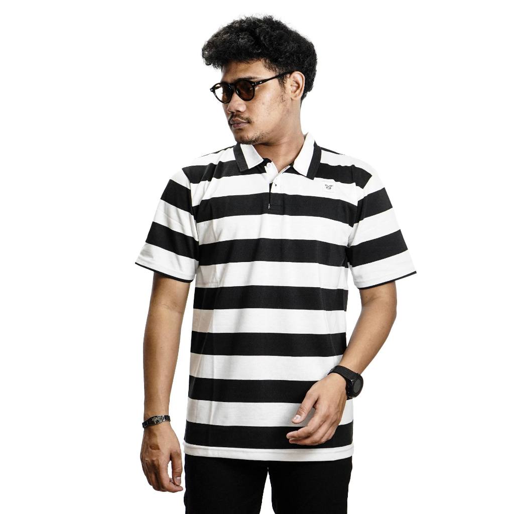 HIP Rugby Shirt Lengan pendek Polo Shirt Polo Lengan Pendek Stripe