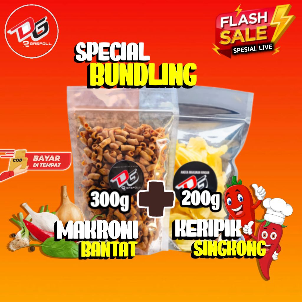 

PAKET BUNDLING 500g makroni bantan dan kripik singkong (flash sale) Makanan Kering