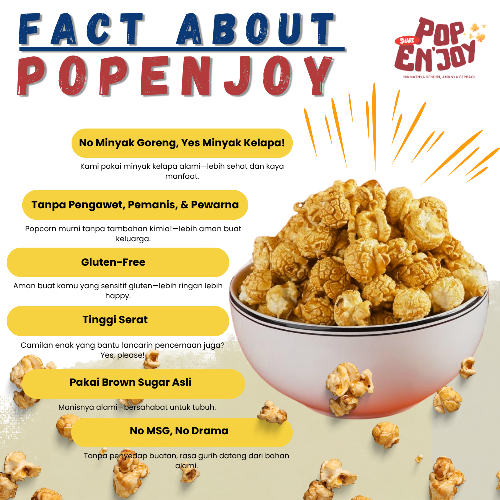 

[7 + 1] POPCORN CARAMEL 500gr - PopENjoy / Manis Crispy Camilan Popkron Snack Jagung