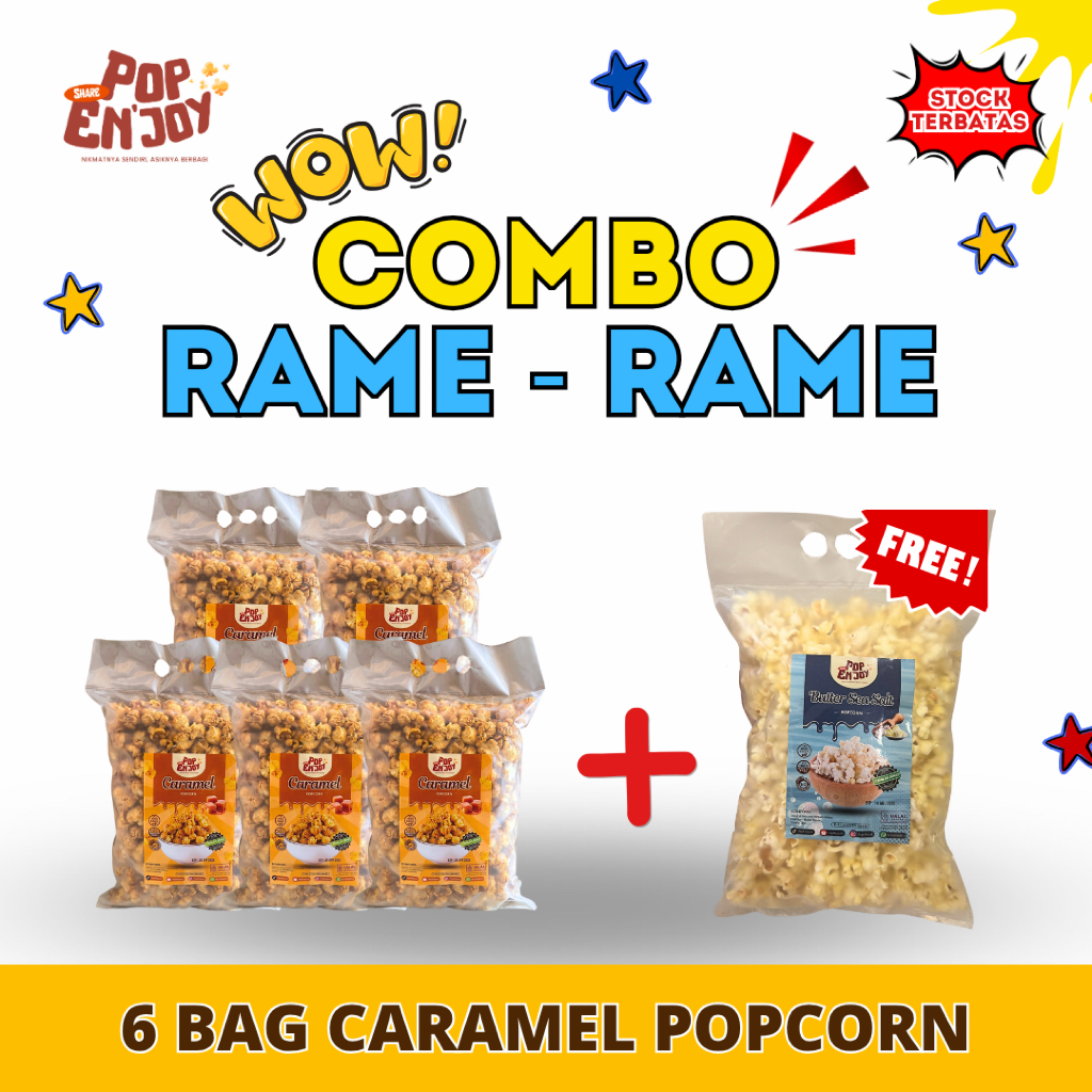 

PopEnjoy - Snack Cemilan Popcorn Caramel - Combo 5+1 Bagi Keluarga