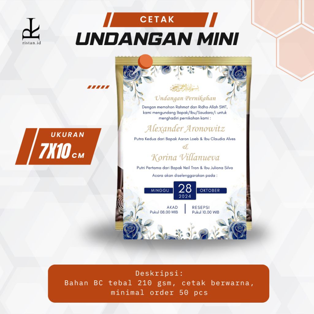 CETAK UNDANGAN PERNIKAHAN MINI KOPI (KERTAS BC/BERWARNA)