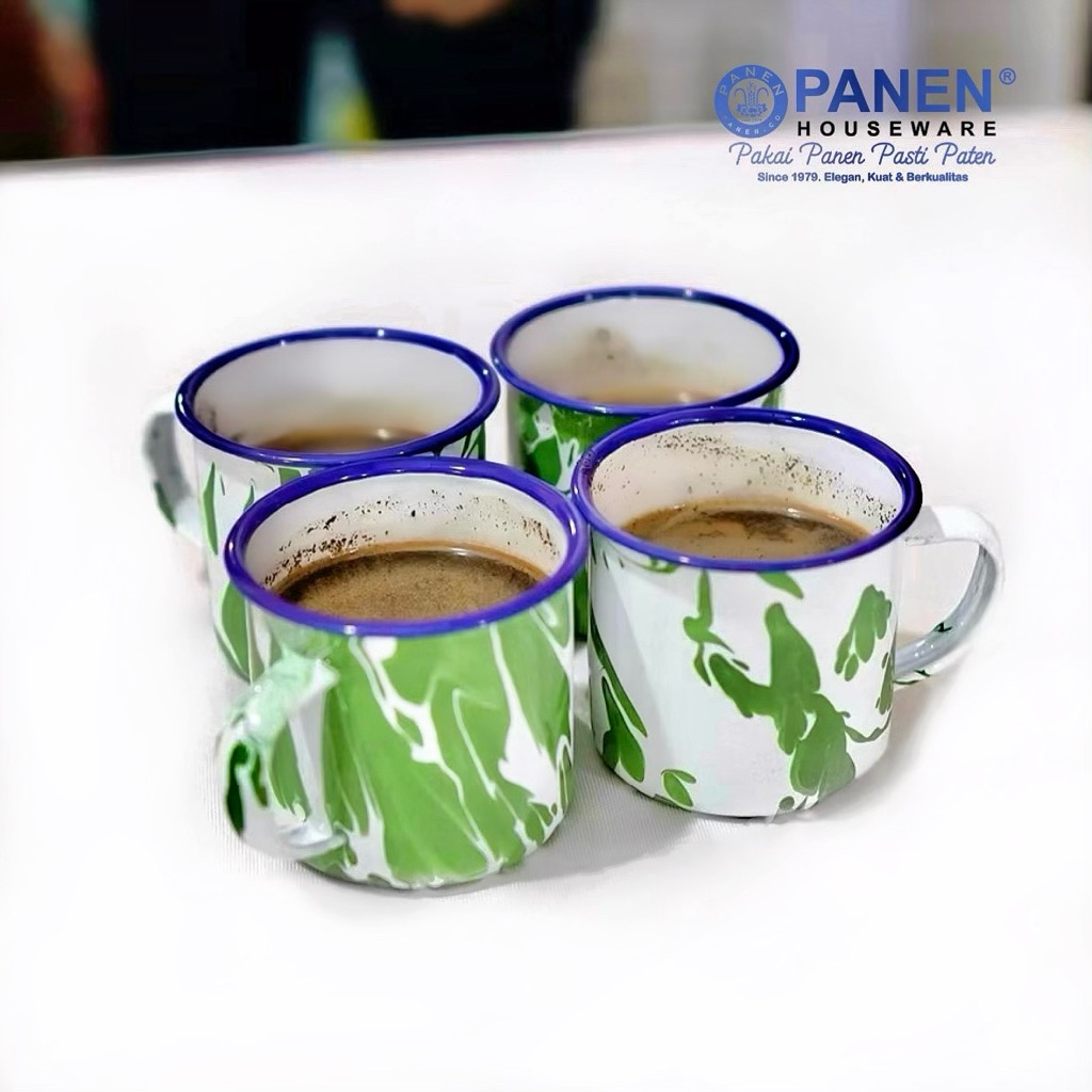 Panen Cangkir Enamel Jadul Sekar 7cm Mug / Gelas Kopi Batik Blirik Seng Kaleng Vintage