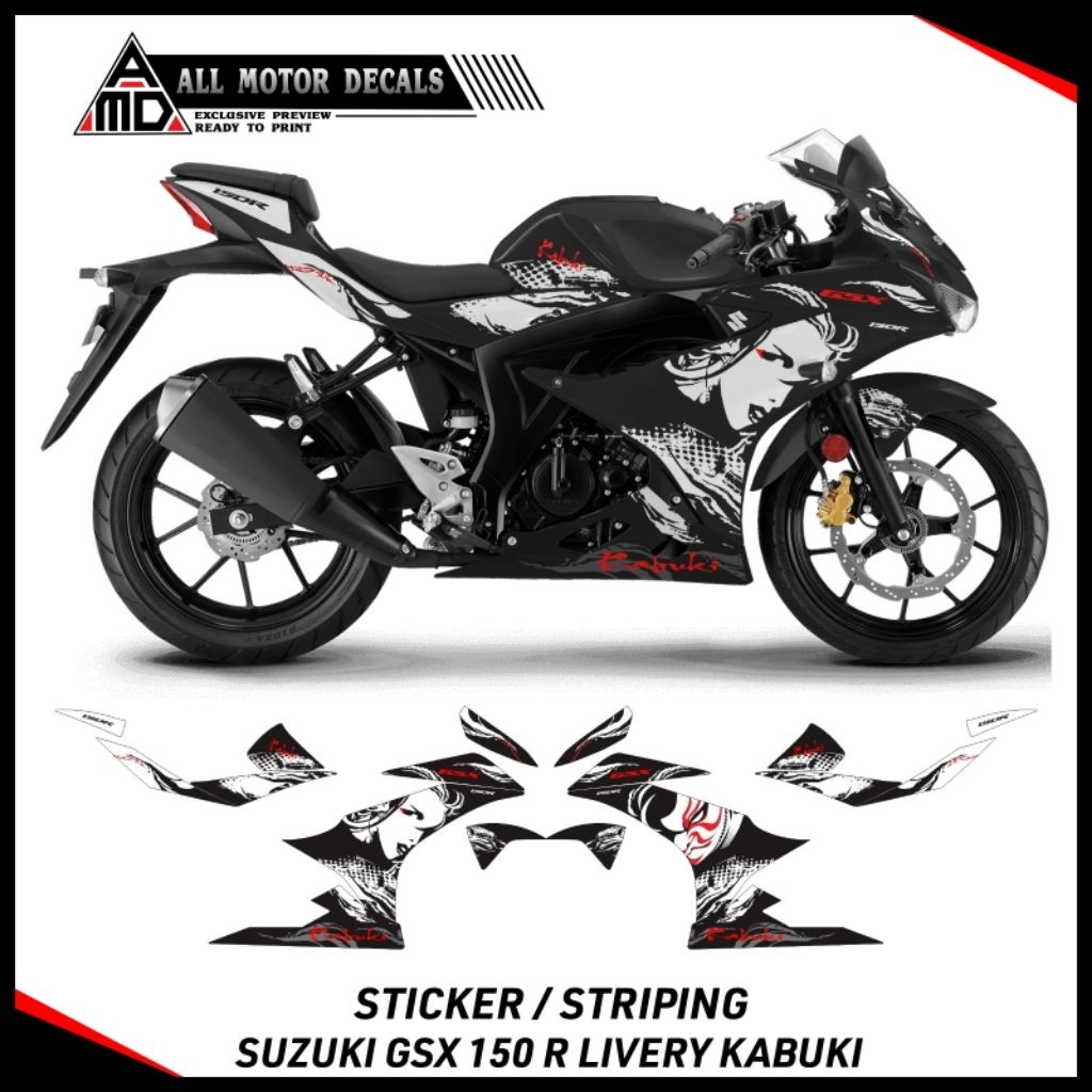 Striping Gsx 150R Livery Kabuki / Sticker Suzuki Gsx 150 R / Decal Custom motor gsx