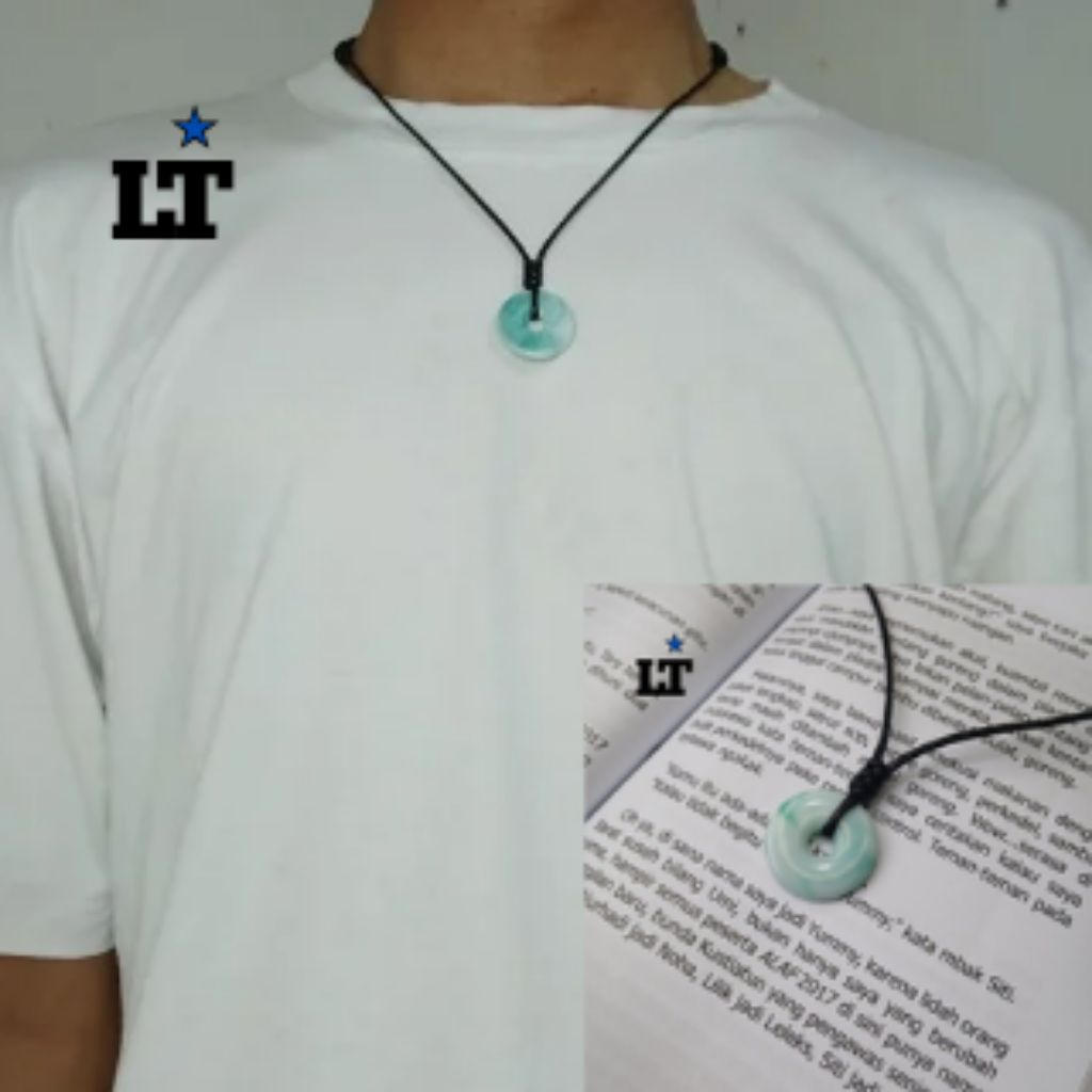 kalung giok // kalung tali hitam liontin motif giok