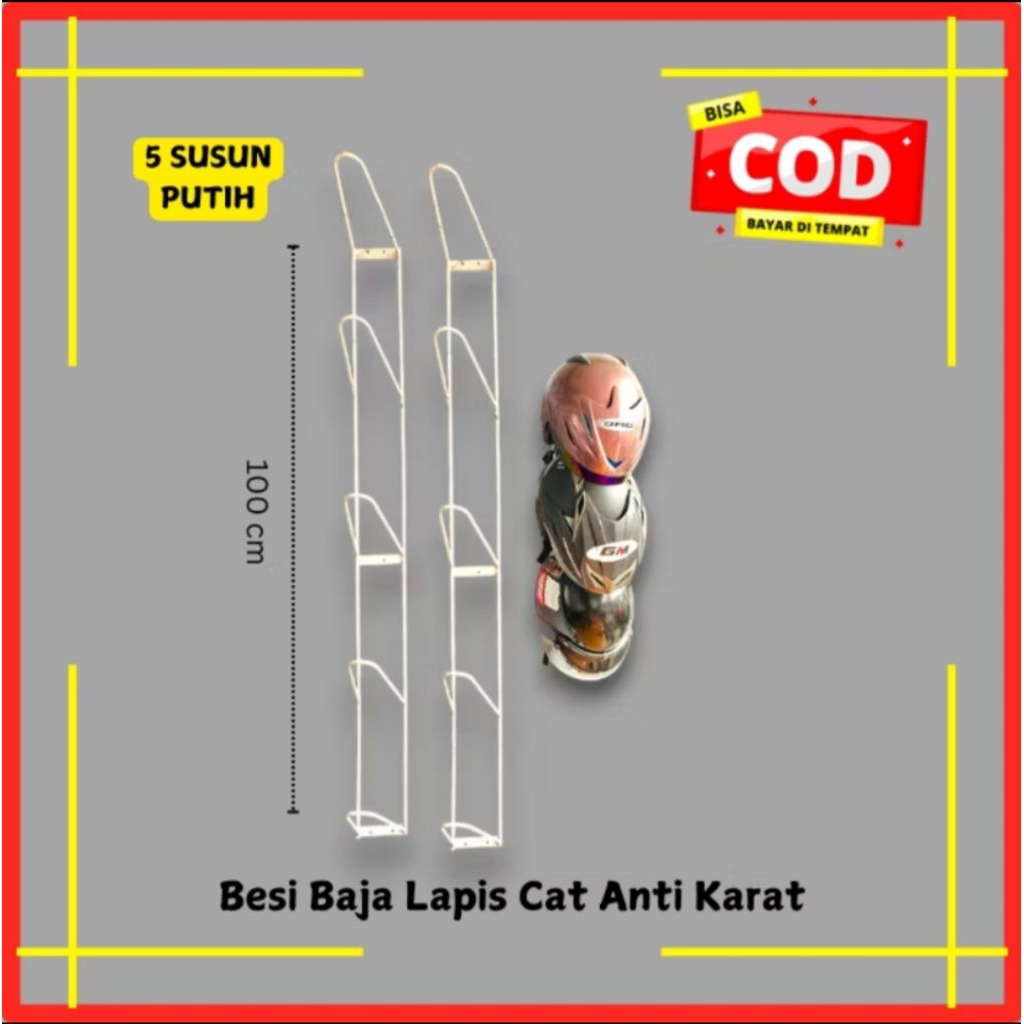 Murah Rak Helm 5 Susun/Rak Helm Tempel/Rak Helm Serbaguna