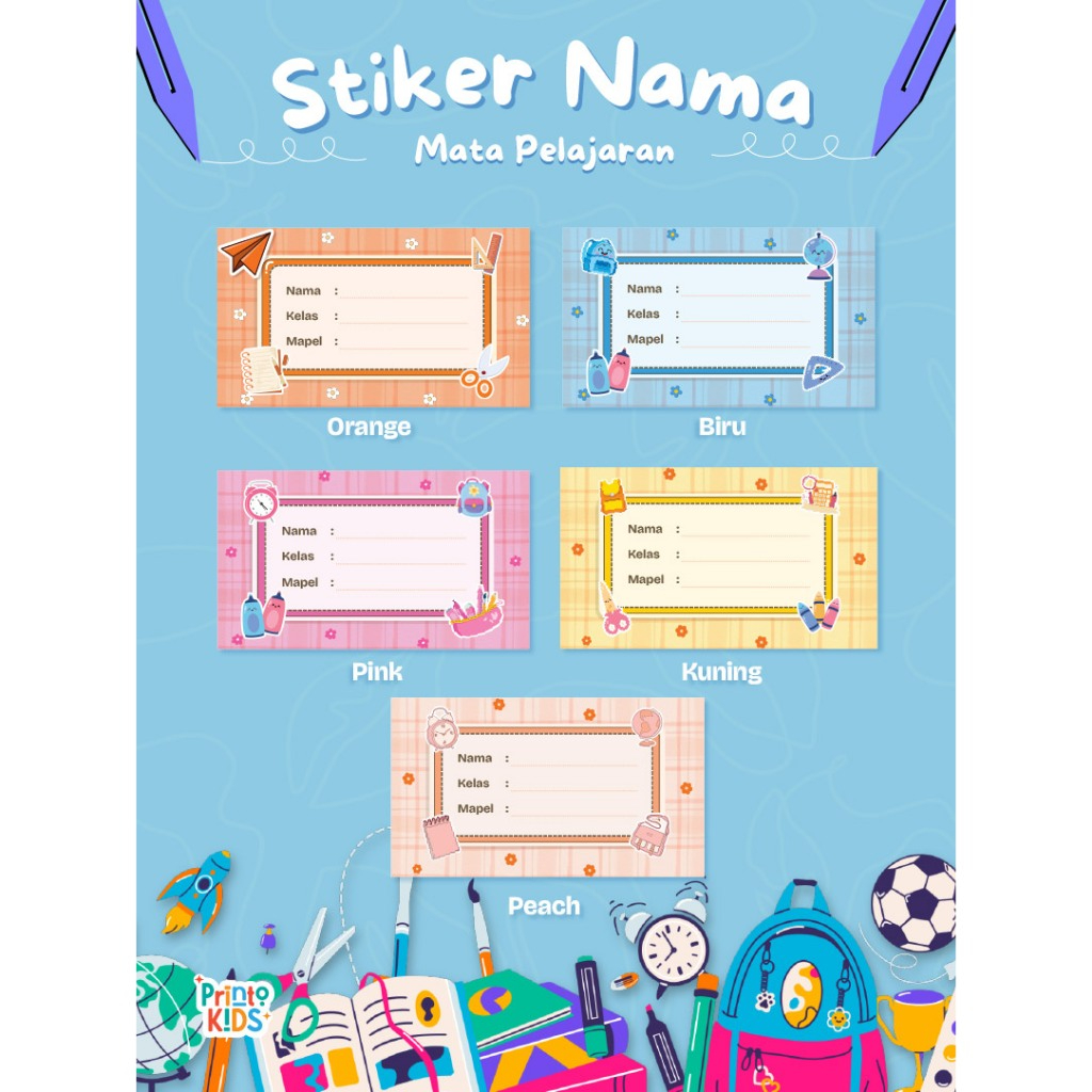 

20 STICKER NAMA BUKU SEKOLAH - Label Nama Sticker | Sticker Label Nama | Stiker Buku Mapel
