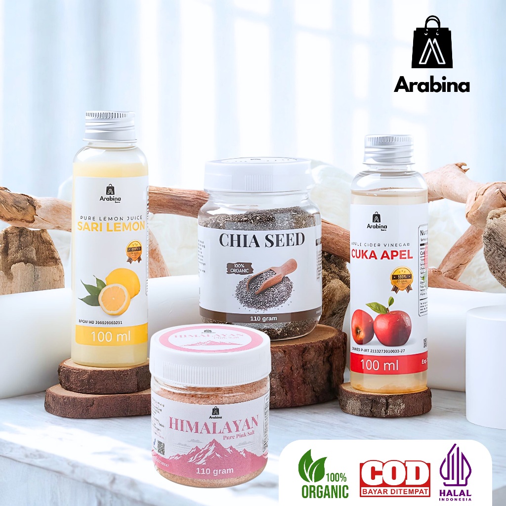 

Arabina Paket Detoks Diet Gachimonpel Alami 4in1 Garam Himalaya Cuka Apel Chia Seed Sari Lemon
