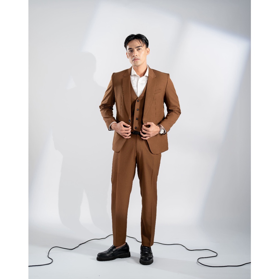 KODE P73Y Goldy Outfit Setelan Jas Celana  Rompi Coklat  Vente Series