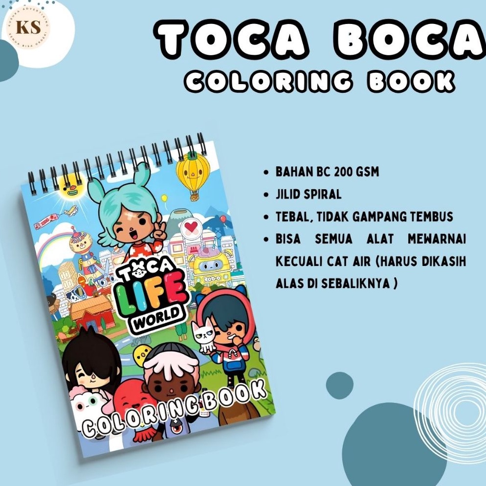 

KODE Q79P Toca Boca Coloring Book Buku Mewarnai Anak Remaja Dewasa Aesthetic Kertas Tebal