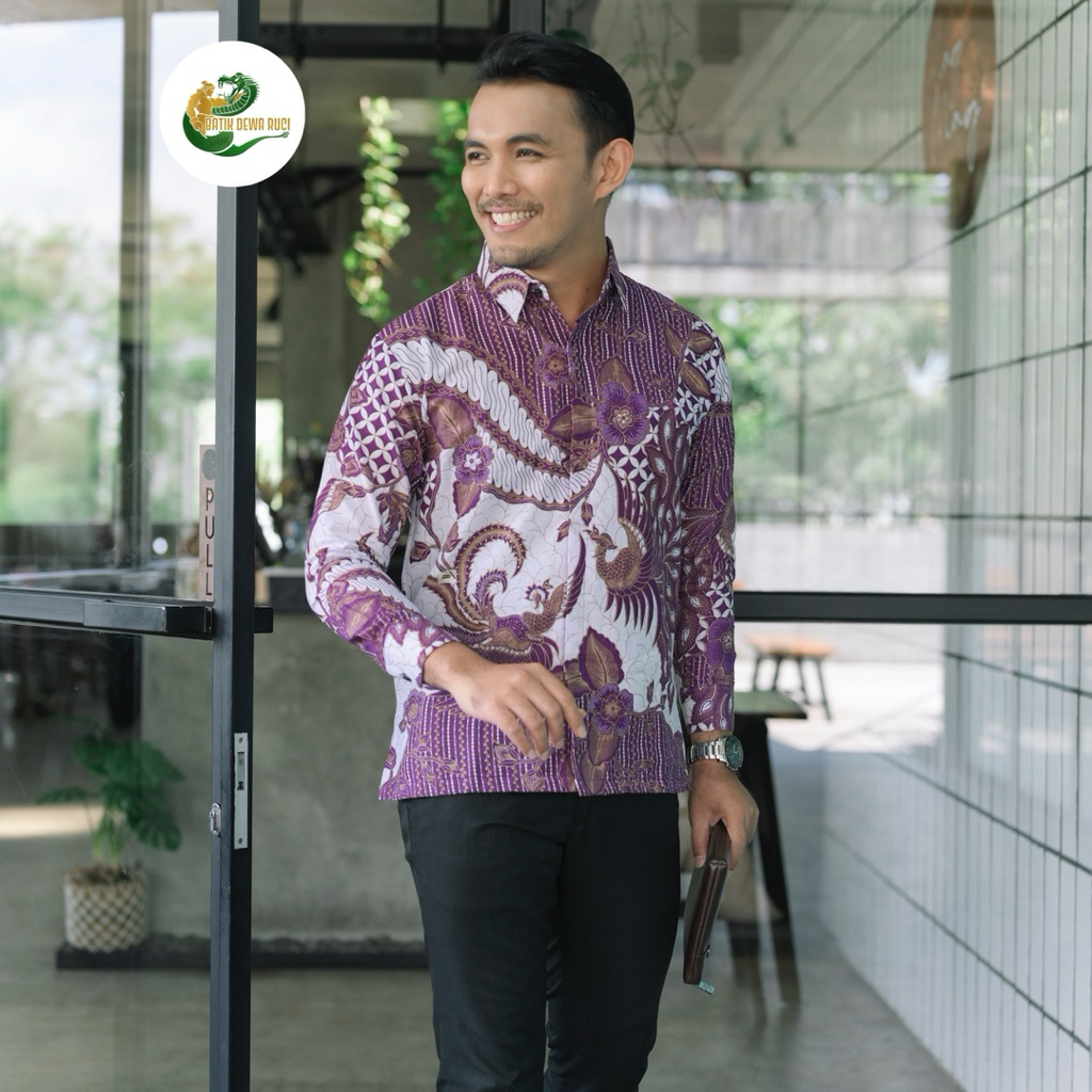 Batik Pria JOGLO UNGU Full Furing Bahan Katun Halus High Quality