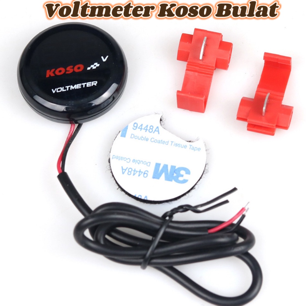 KODE B39Z Voltmeter Aki Bulat KOSO originalUniversal Motor Koso Putaran Mini Voltmeter Tegangan LED 