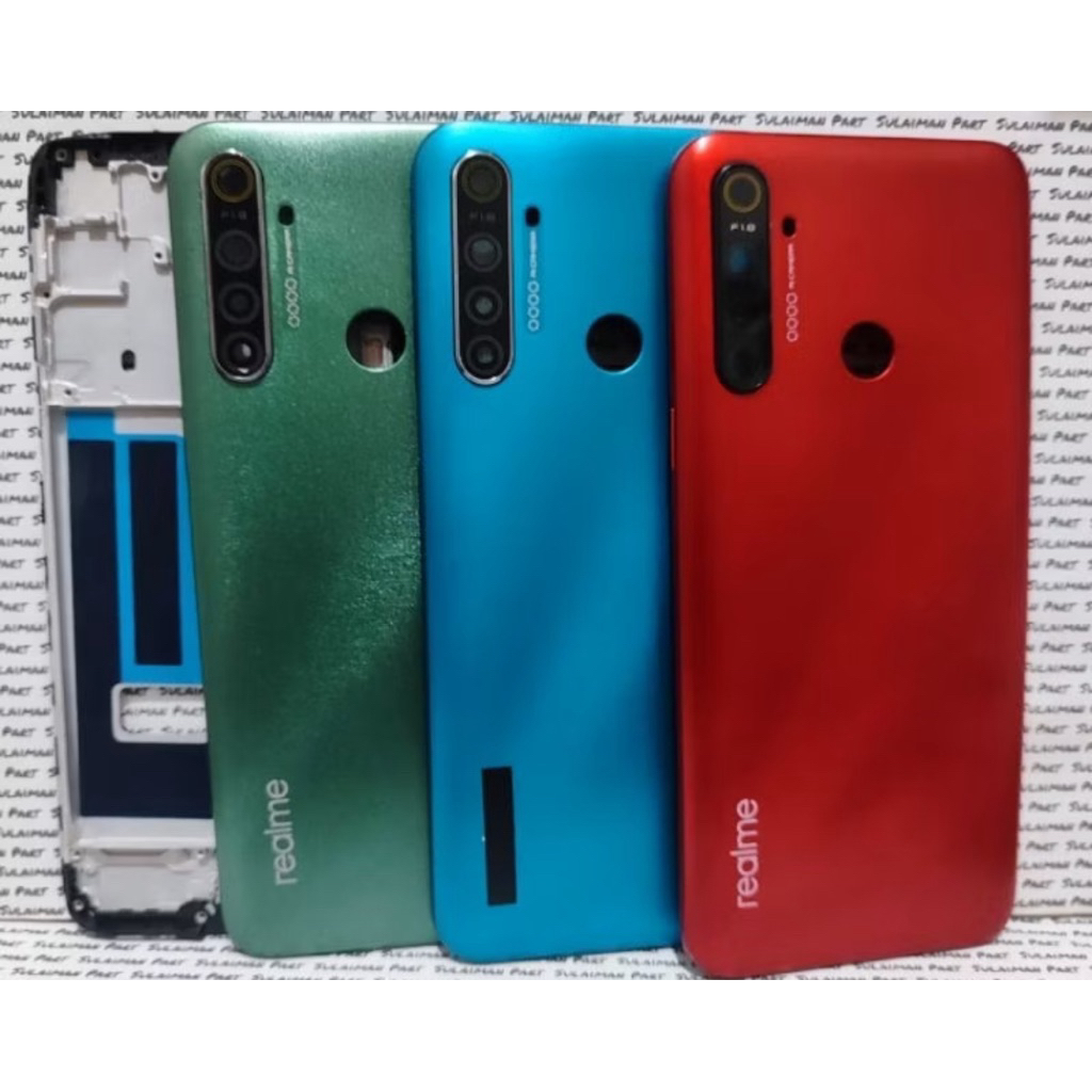 Housing Kesing Casing Fullset REALME 5i RMX2030 RMX2032 Backdoor + Frame Lcd - Blue