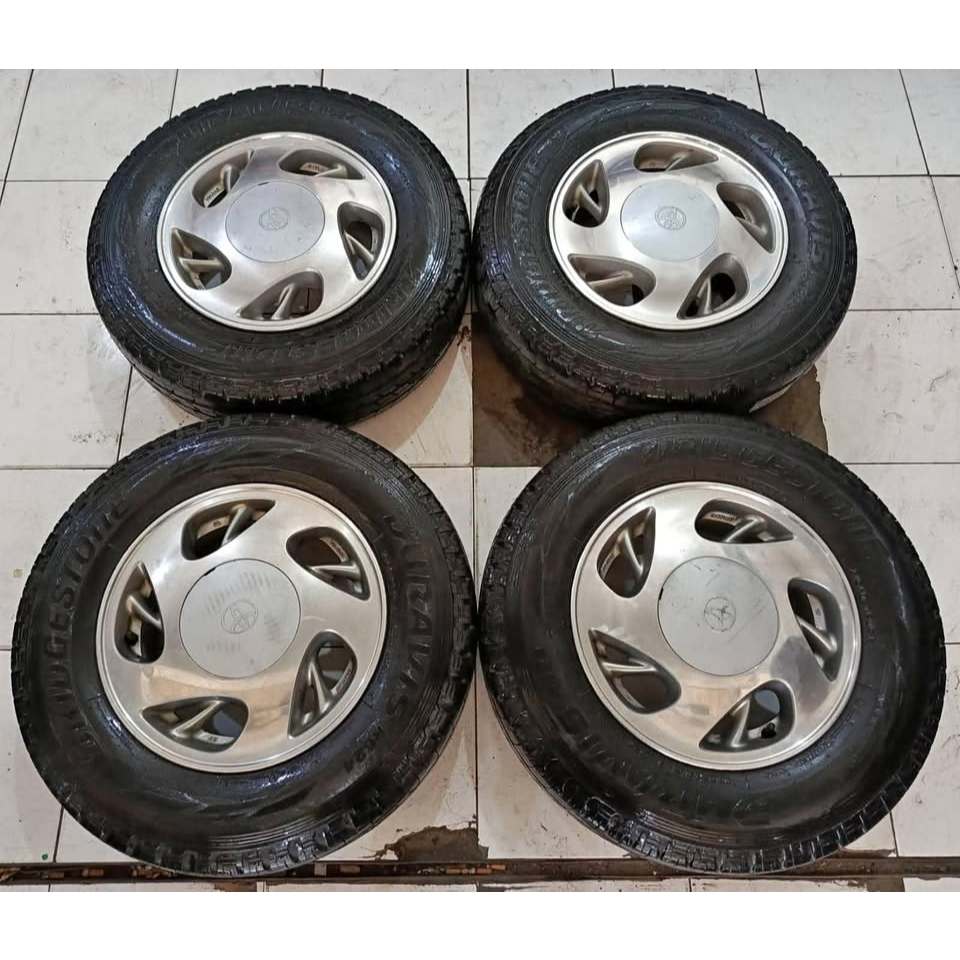 VELG MOBIL ORI STD KIJANG RING 14 LEBAR 5 PCD 4X114 + BAN BEIDGESTONE 185 C8