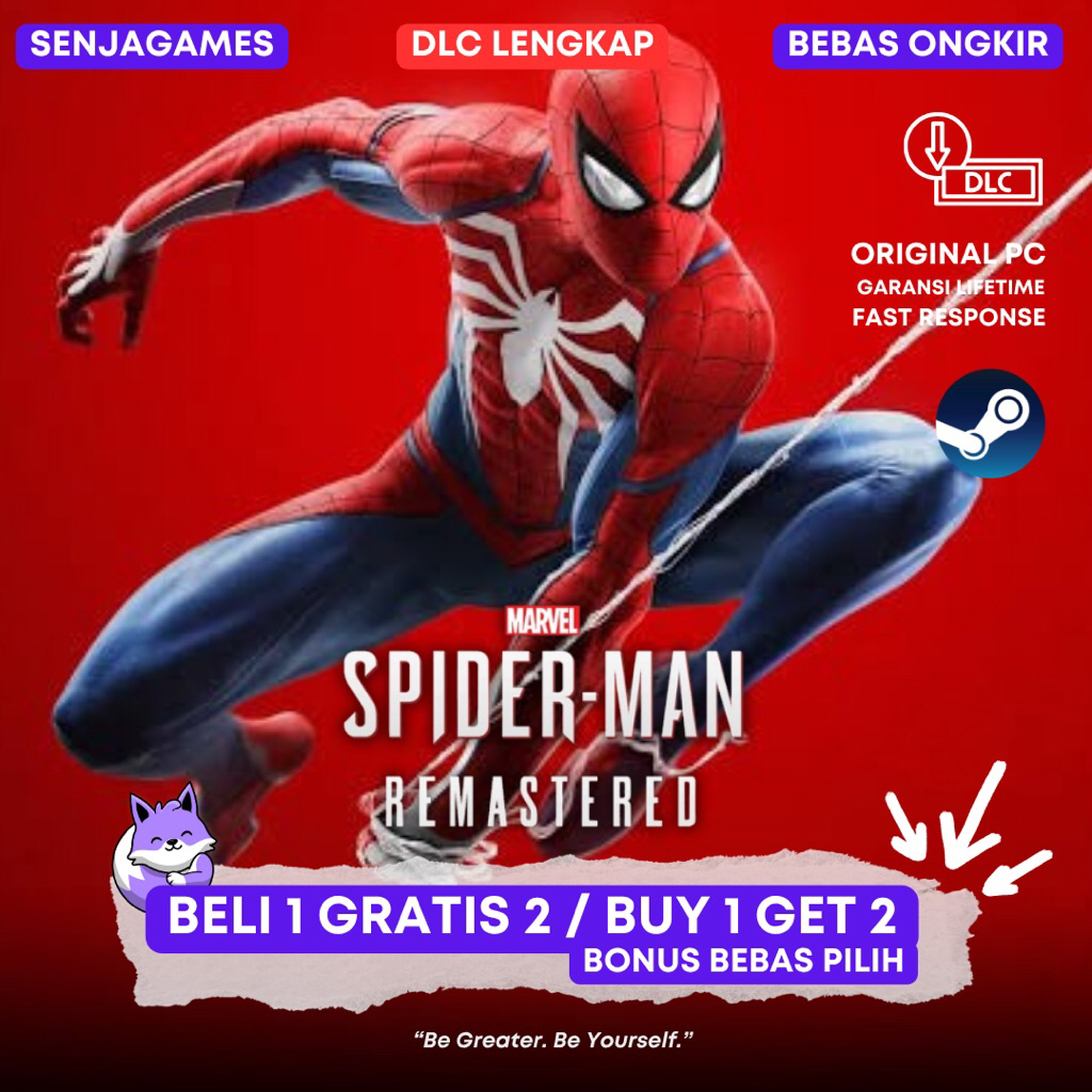 Marvel Spiderman Remastered PC Original Steam + Full DLC