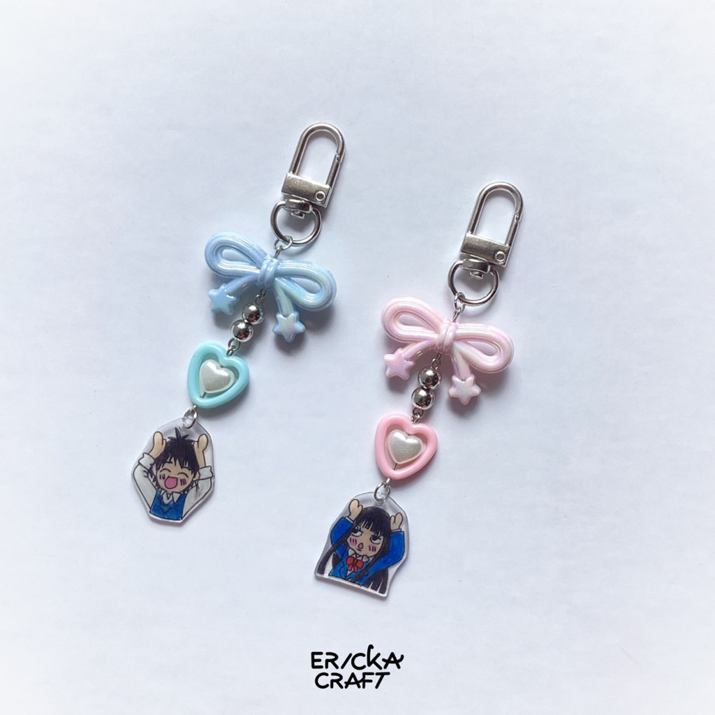 KEYCHAIN RIBBON PINK SAWAKO BLUE KAZEHAYA CHIBI UNIFORM PHONE STRAP KIMI NI TODOKE FROM ME TO YOU GA