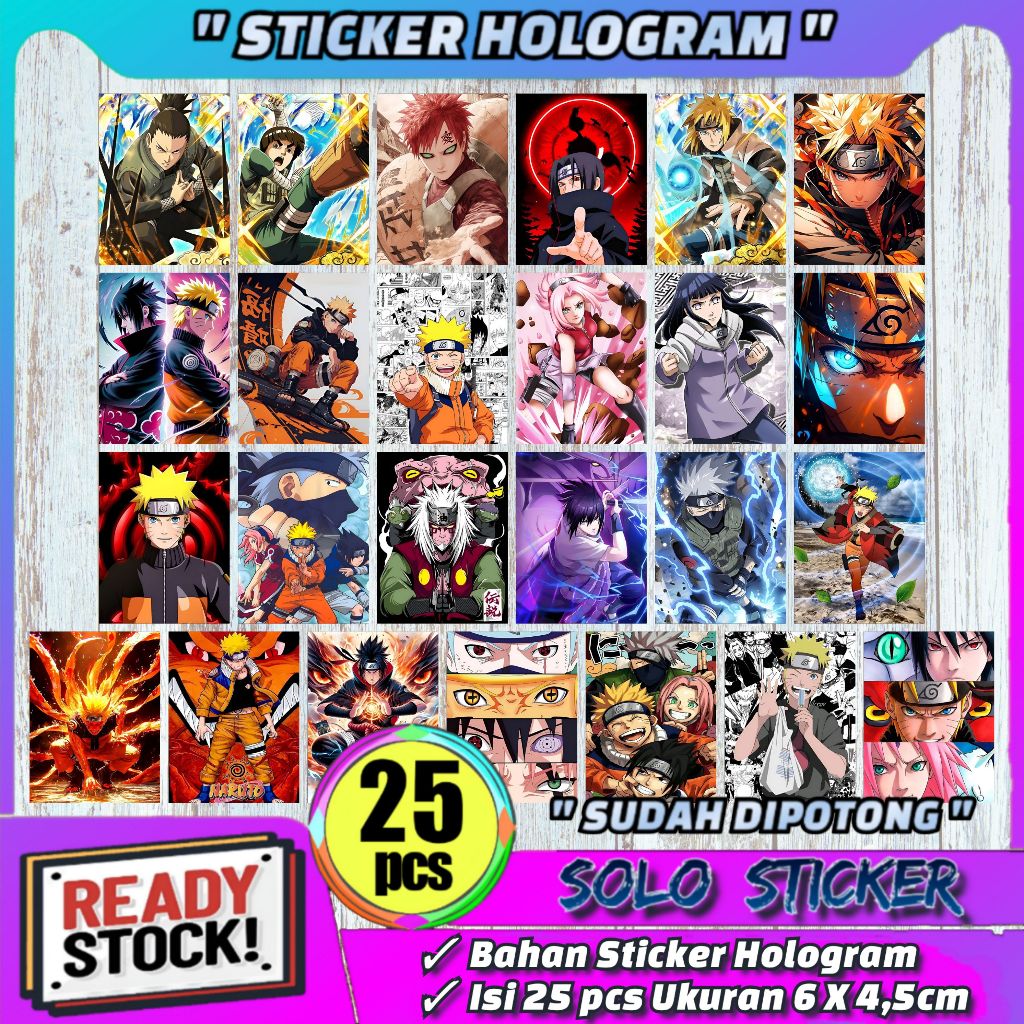 

Paket 25 pcs Sticker Anime Naruto Hologram - Anti Air, Sudah Dipotong