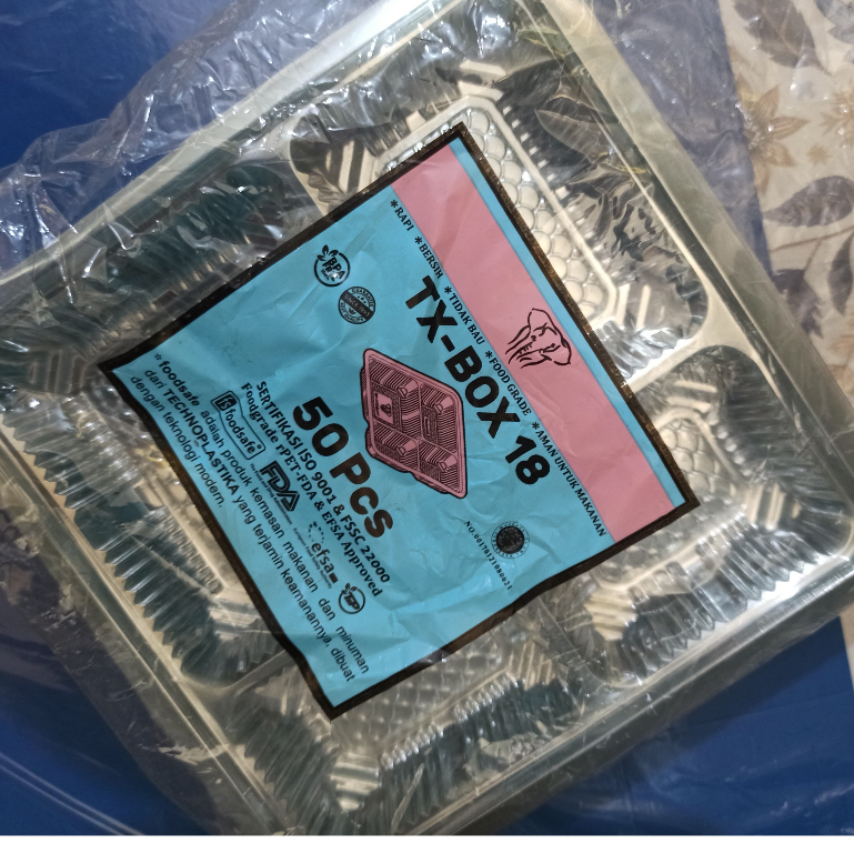 [ISI 50 PCS] MIKA SEKAT 4 UKURAN 18X18 | TX BOX 18 | MIKA SEKAT NASI UKURAN 18X18 | MIKA PLASTIK UNT