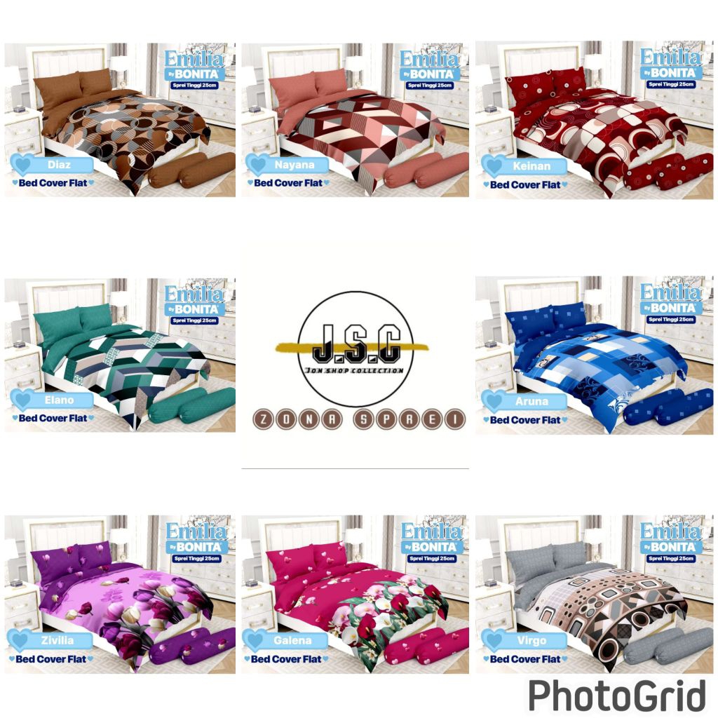 EMILIA BY BONITA- Bedcover set ukuran 160x200 tinggi 25cm motif terlaris