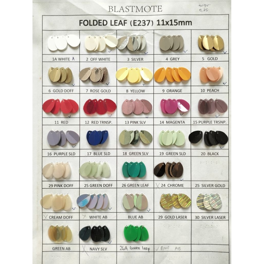 Payet Sequin Daun Oval Lipat Borci 10Gr Katalog 2