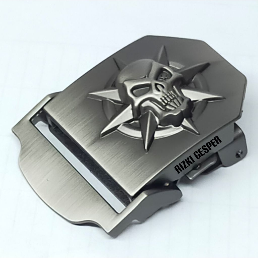 KEPALA GESPER KEPALA IKAT PINGGANG PRIA KANVAS GESPER JEPIT METAL TENGKORAK