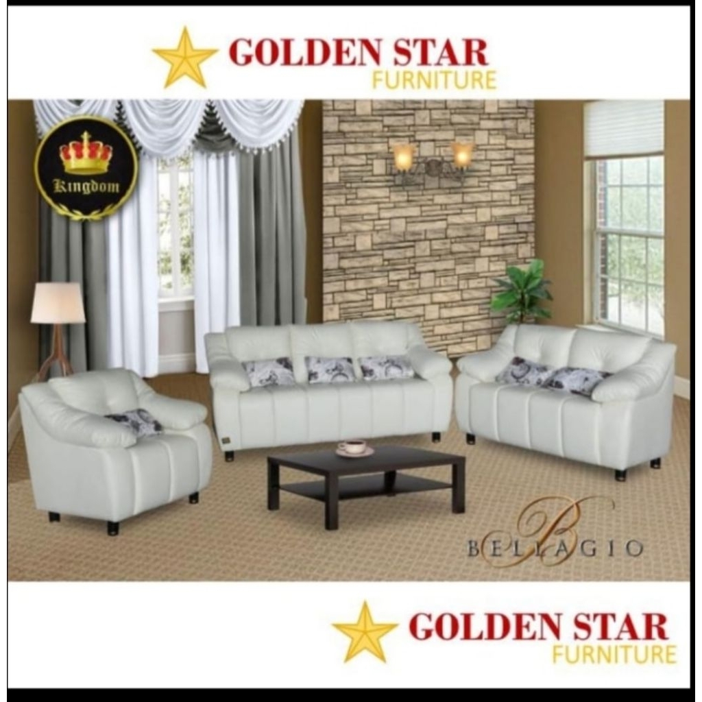 Sofa Kursi Tamu Bellagio Kindom 321 Putih Cream Coklat  Sofa  Ruang Tamu Keluarga Kulit Oscar ( TIDA