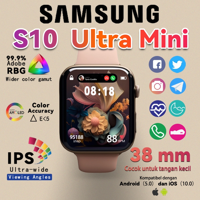 JXRZ [100% Oricod] New Samsung Smartwatch 10 Ultra Mini 38Mm Pria Wanita Jam Amoled