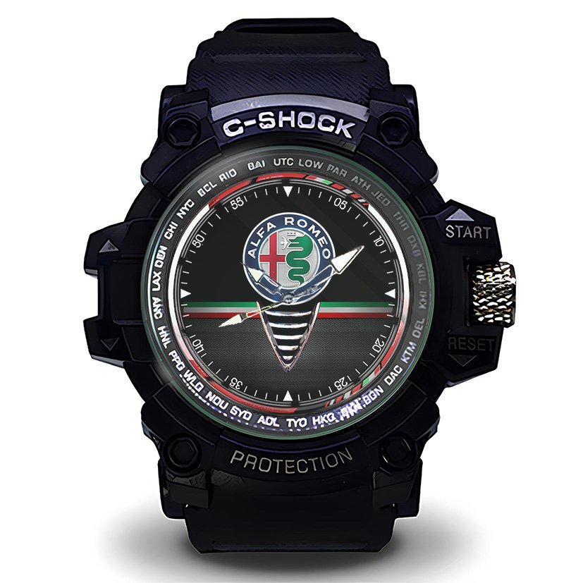 Jam Tangan Pria ALFA ROMEO Sport Analog Quartz Keren Terbaru Hitam