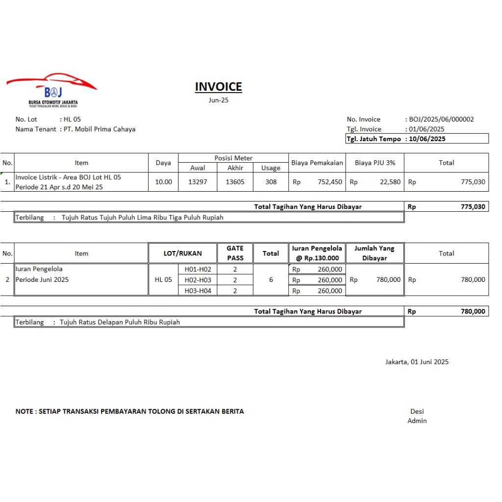 

Invoice HL 05 Per Juni 2025
