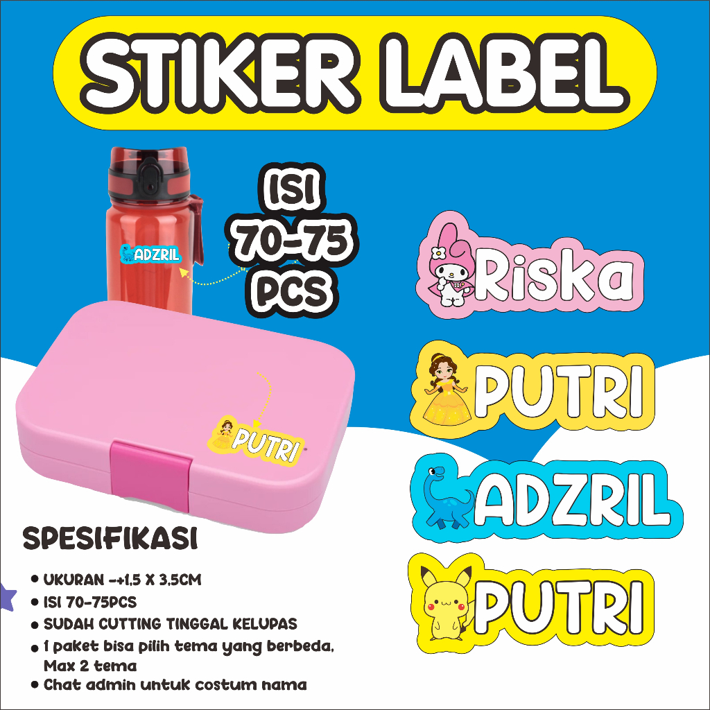 

stiker label custom nama tahan air // stiker nama anak waterproof // stiker anak custom, stiker label custom nama, stiker custom nama // stiker tahan air // stiker untuk anak // stiker label / stiker untuk anak sekolah
