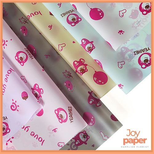 

Kertas buket bunga Plain Soft motif kartun lotso FLower wrapping KB84