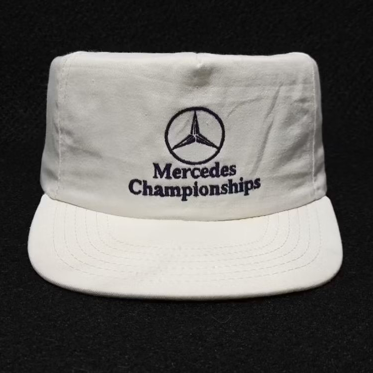 Vintage 80's MERCEDES CHAMPIONSHIP Leather strap back Snapback Hat USA
