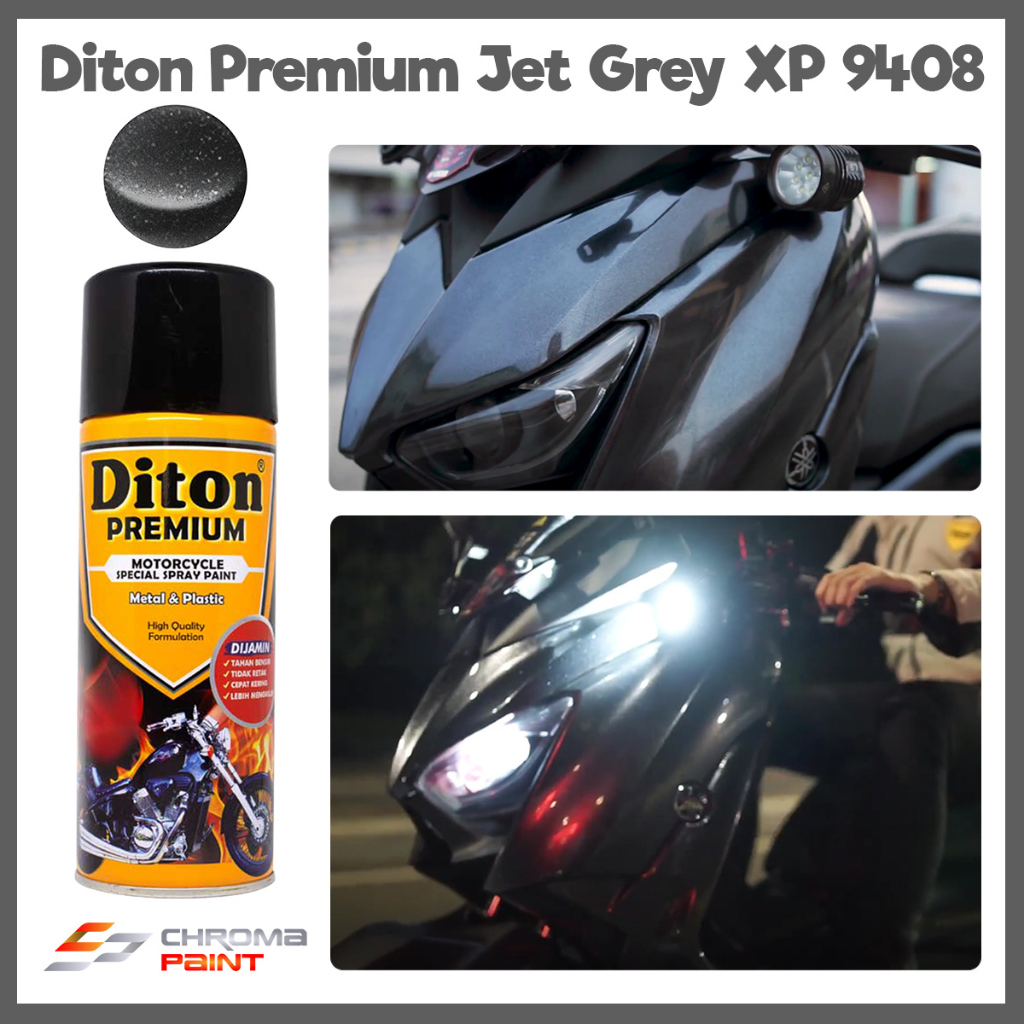 Cat Semprot Diton Premium Xirallic Color Warna Abu-abu - Jet Grey XP 9408 - Pilok Diton