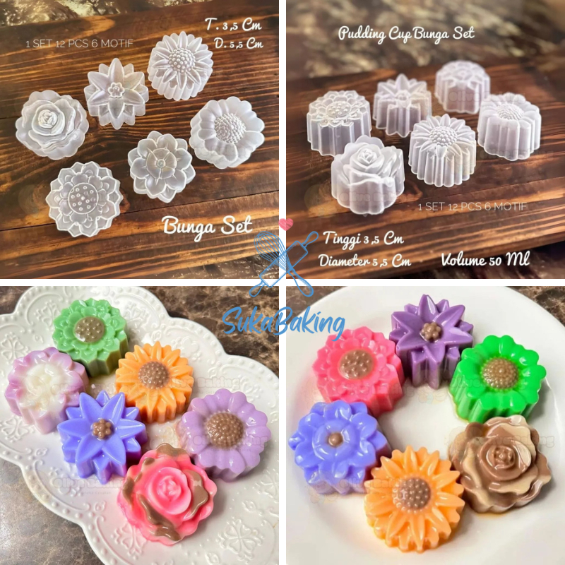 Isi12] Cetakan Cup Bunga Set Kue 5.5 cm Plastik / Cetakan Bunga Lotus / Cetakan Puding Plastik / Cet