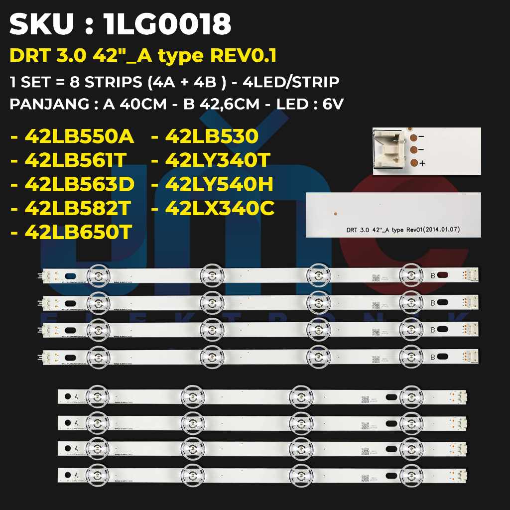 Backlight TV LG 42 Inch 42LB550 42LB561 42LB563 42LB582 42LB650 42LB530 42LY340 42LY540 42LY750 42LX