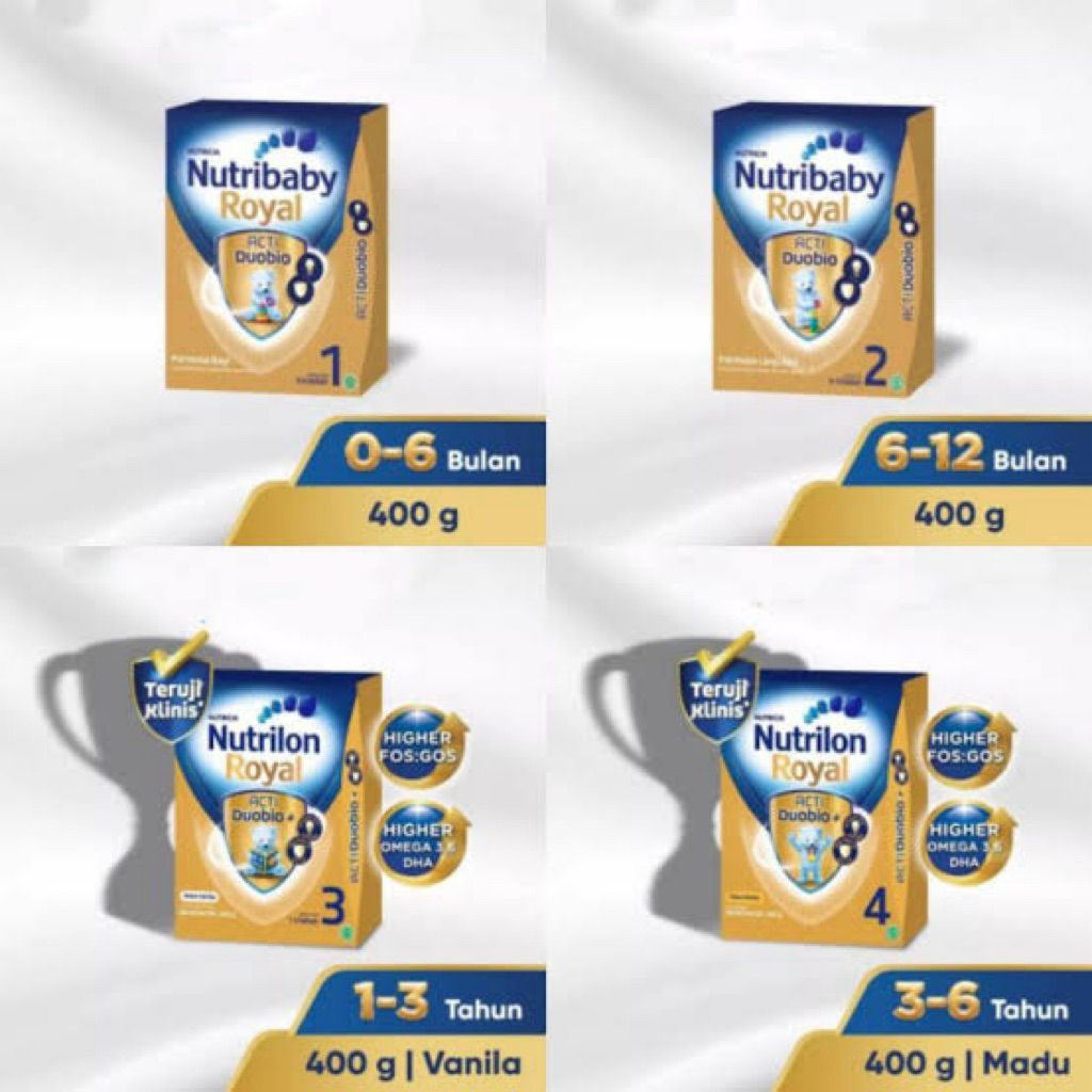 

Nutrilon Royal 1 2 3 4 Box 400gr Vanila Madu 400 gr Vanilla