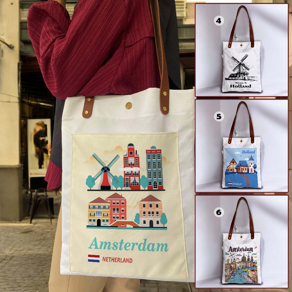 TOTE BAG CANVAS, MOTIF HOLLAND AMSTERDAM 010