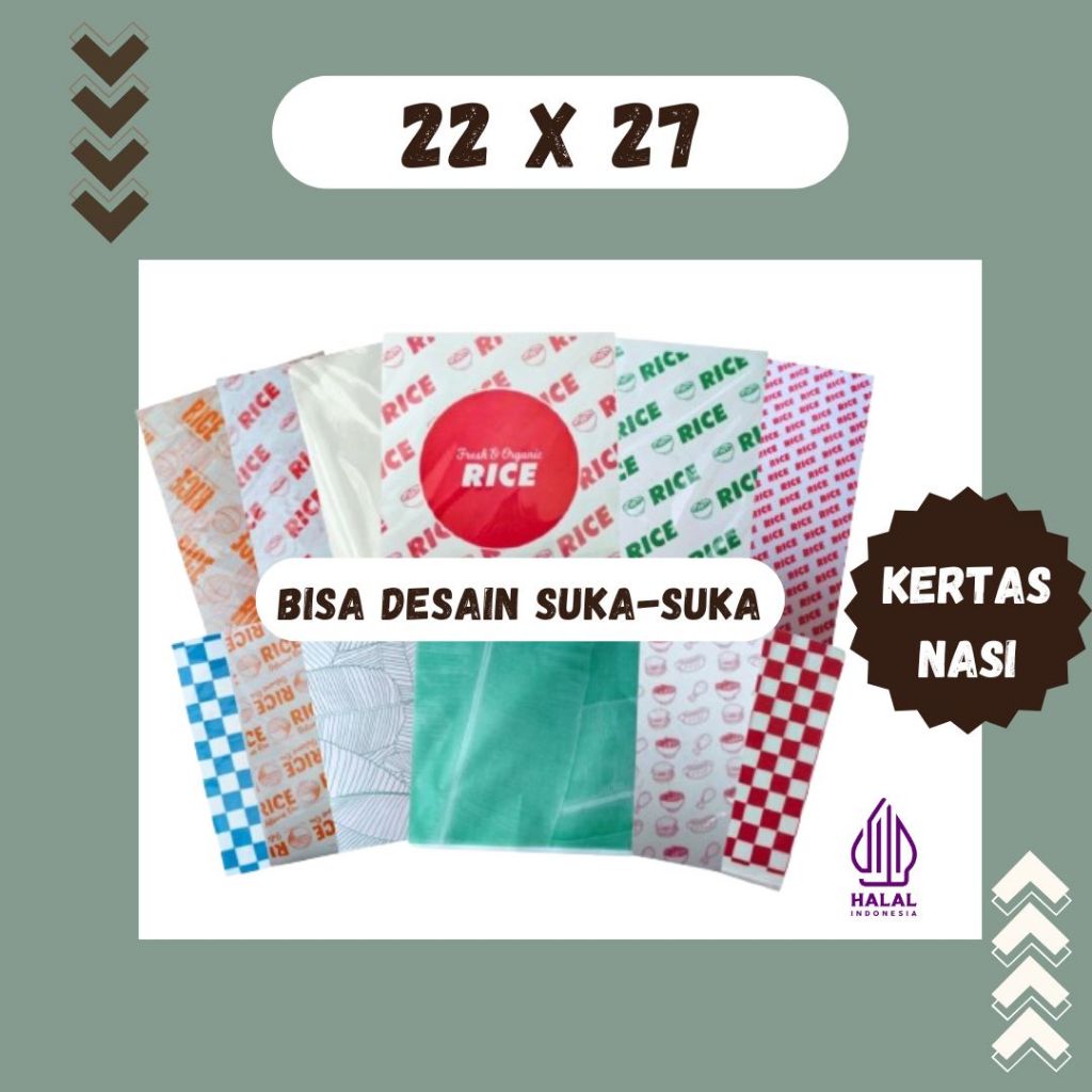

Kertas Nasi Logo | 22x27 | KFC | Paper Wrap | Burger | Kebab | Food Grade | Hotdog | Happy Shop
