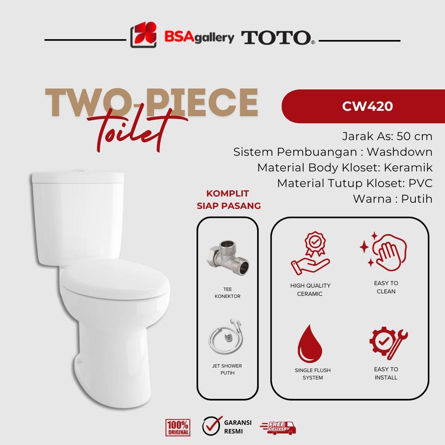 KLOSET DUDUK TOTO CW420J KOMPLIT SET /LENGKAP JET SHOWER + TEE CW 420J TOILET ORIGINAL 100% TOTO