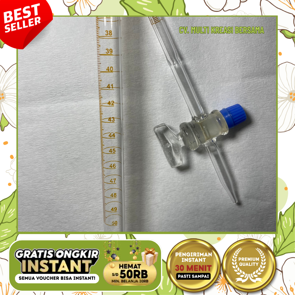 BURET 50 ML PYREX KACA / BURETTE GLASS PYREX 50 ML