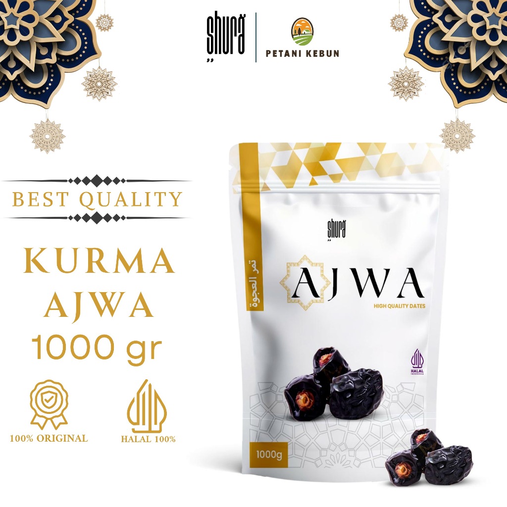 

Shura Kurma Ajwa Kurma Nabi 1kg Kemasan Pouch Asli Madinah Lembut Original Premium