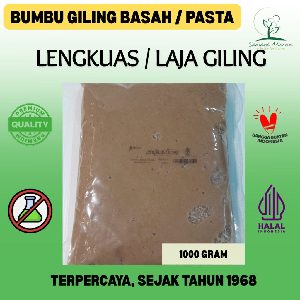 

Bumbu Dasar Samara Micron - Lengkuas Giling / Laja / Laos Giling Basah - 1000 Gram