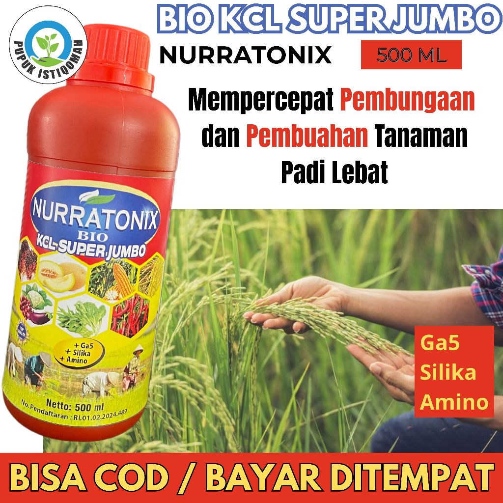 Nurratonix Bio Kcl – Pupuk Cair 500ml Khusus Padi, Cocok untuk Sawah & Lahan Tadah Hujan